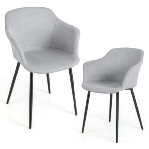 Set of 2 Upholstered Dining Chair with Ergonomic Backrest Design-Off White - Color: Off White