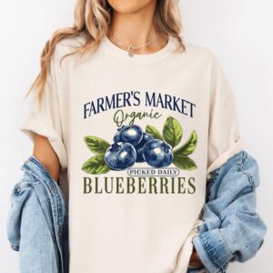 Comfort Colors® Farmer’s Market Blueberry T-Shirt – Organic Picked Daily Fruit Tee – Vintage Blueberries Shirt